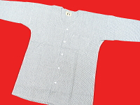 紬ドビー織刺子調(白)鯉口シャツ・ダボシャツ 祭矢